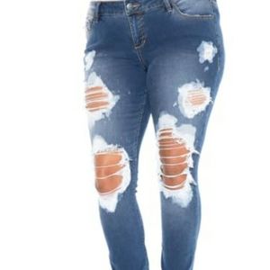 Slink Plus Size Distressed Skinny Jeans